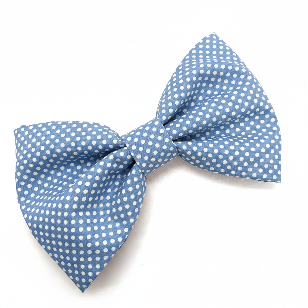 Hundeschleife Dots auf Hellblau mit weißen Punkten