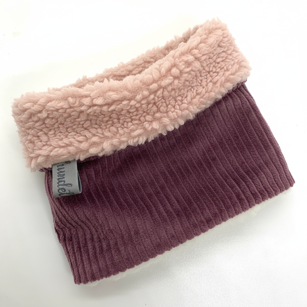 Loop außen Cord Beere, innen Teddy Altrosa