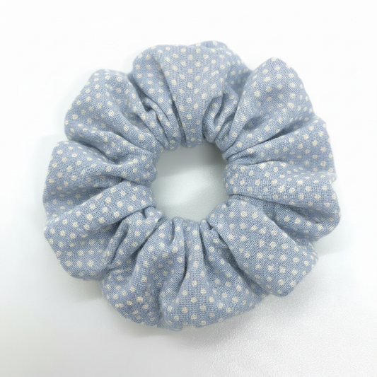 Scrunchie Webware Baumwolle hellblau mit Dots