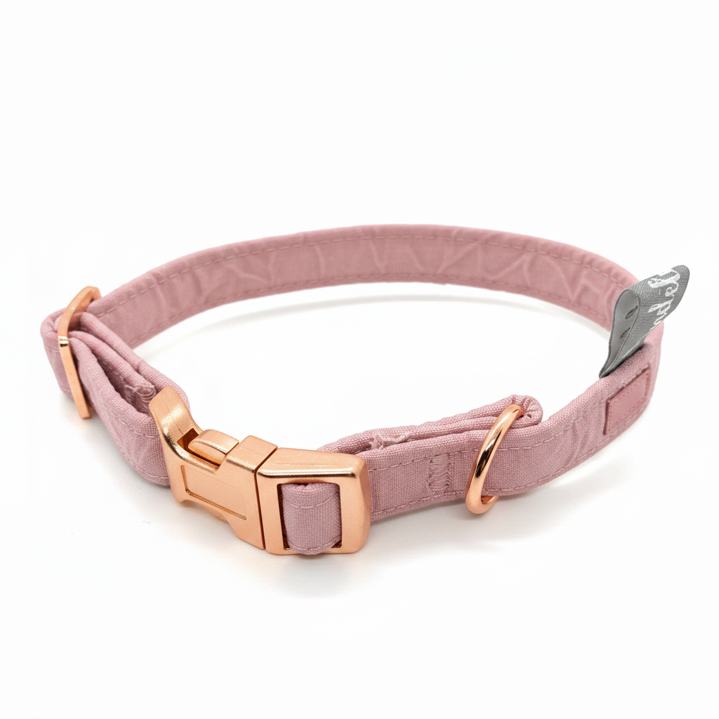 Halsband Rosa mit Rosegold-Beschlägen