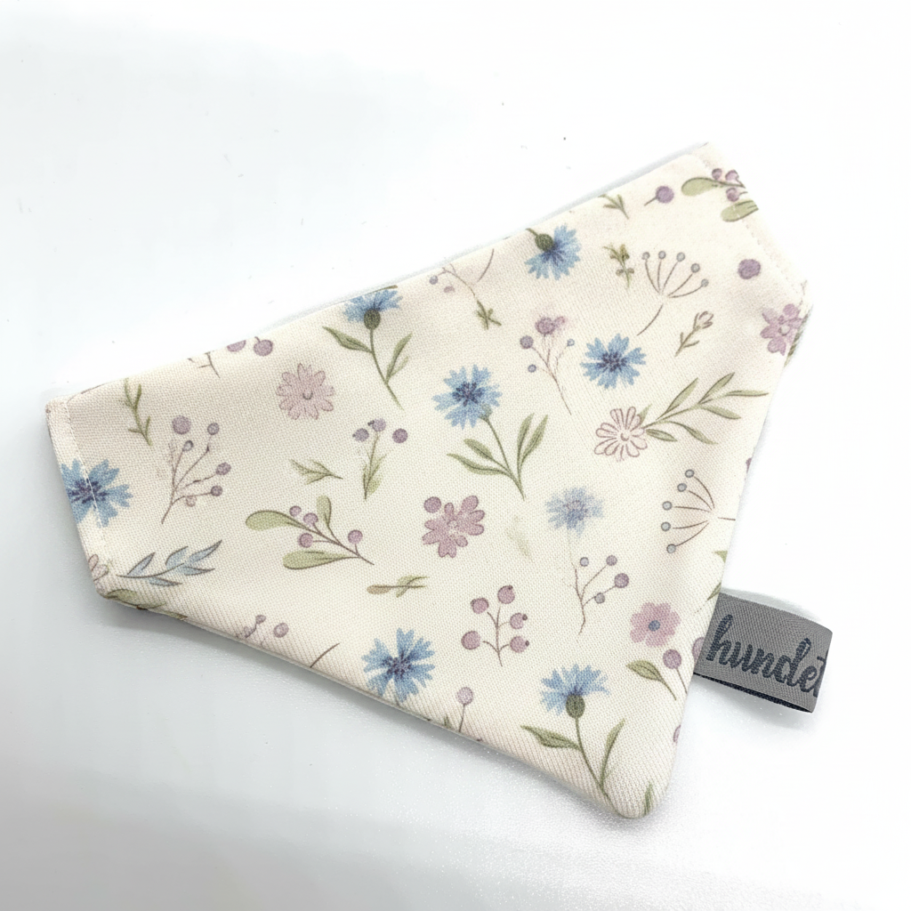 Hundetuch Zarte Blumen Naturweiß