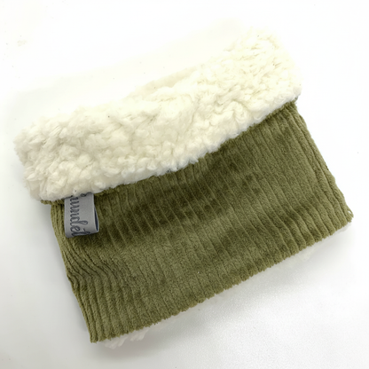 Loop außen Cord Khaki, innen Teddy Creme Natur