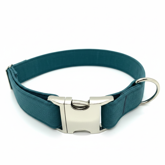Halsband Petrol mit Knitteroptik