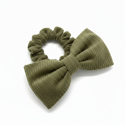 Cord-Schleife Khaki mit Scrunchie-Band